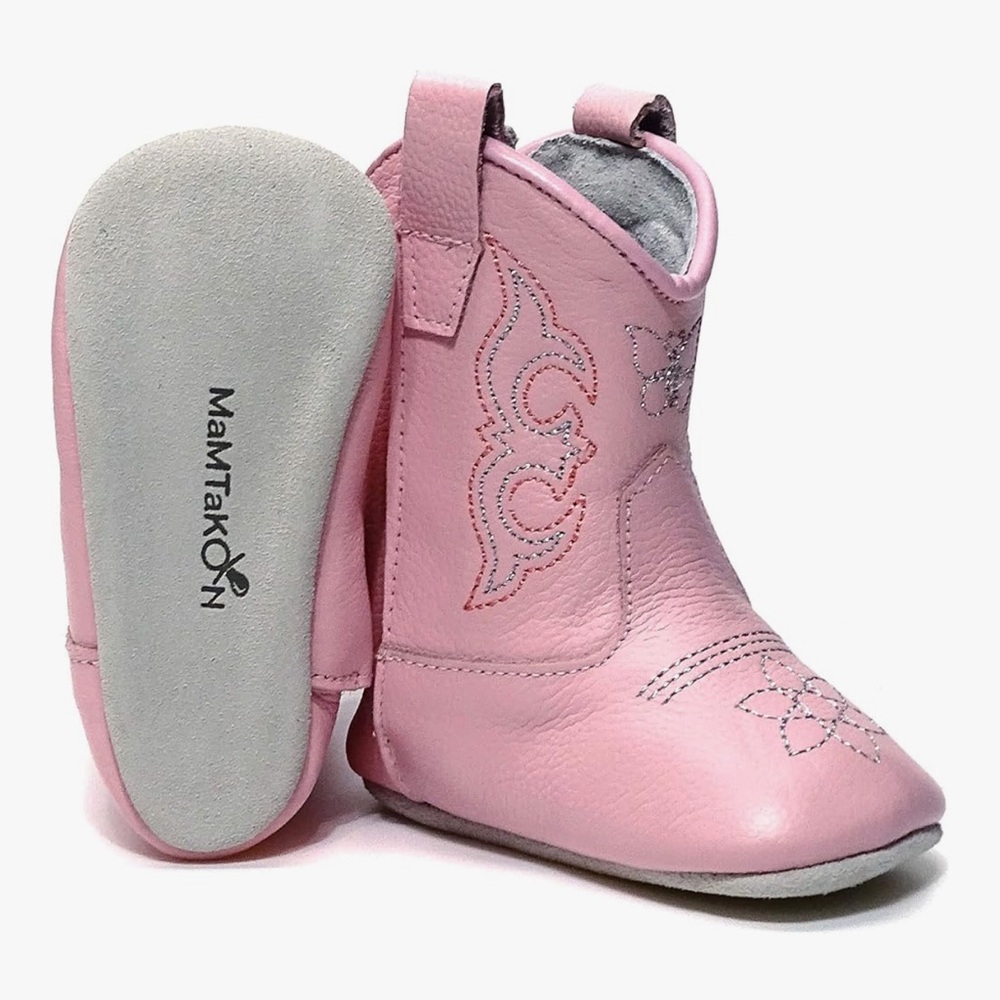 Pink Baby Cowboy Boots - Soft Leather Kids Shoes